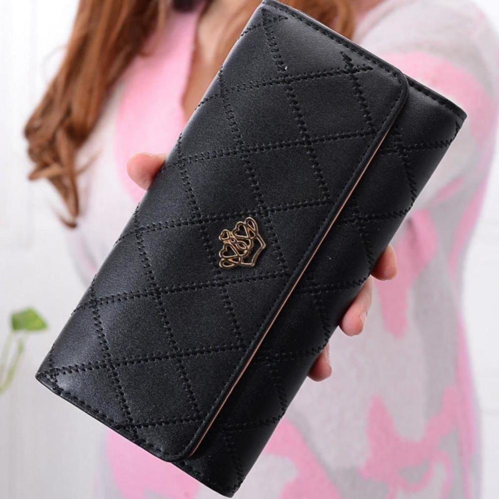 Crown Rhombus Pattern Wallet In Black